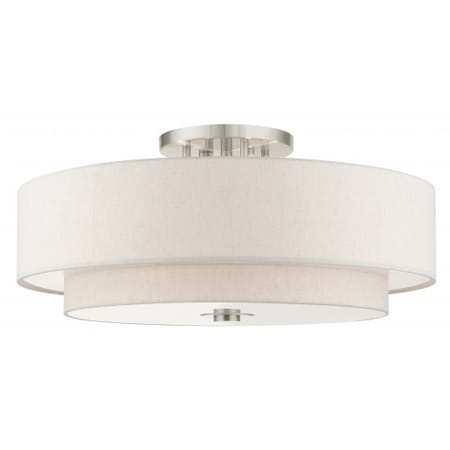 LIVEX LIGHTING Brushed Nickel Semi Flush, 6 Light 45849-91