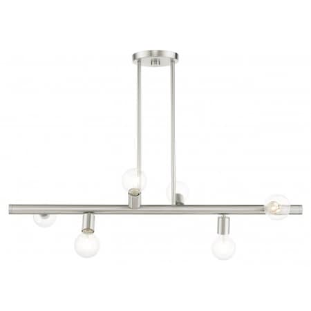 Livex Lighting Brushed Nickel Linear Chandelier, 6 Light 45866-91