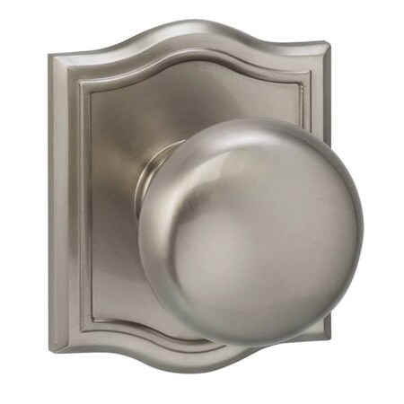Omnia Knob Arched Rose Pass Knob 2-3/4" BS Full Lip Strike Satin Nickel 458 458AR/234F.PA15