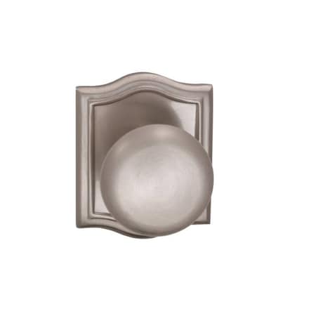 Omnia Knob Arched Rose Priv Knob 2-3/4" BS Full Lip Strike Satin Nickel 458 458AR/234F.PR15