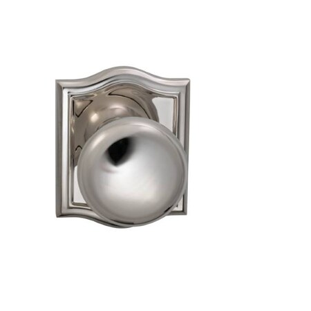 Omnia Knob Arched Rose Pass Knob 2-3/8" BS Full Lip Strike Bright Nickel 458 458AR/238F.PA14