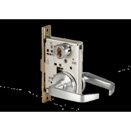 Best Mortise 45H Lock, Universal, Lever, Escutcheon, Sat Chr, RH 45H7UNAB15H626RH