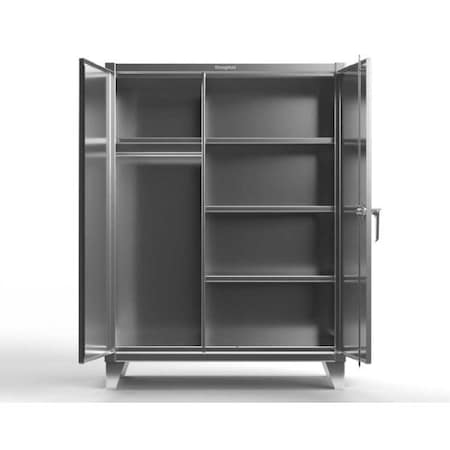 Strong Hold Steel Wardrobe Cabinet, 60" W, 66" H 55-W-244-SS