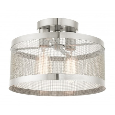Livex Lighting Brushed Nickel Semi Flush, 2 Light 46217-91