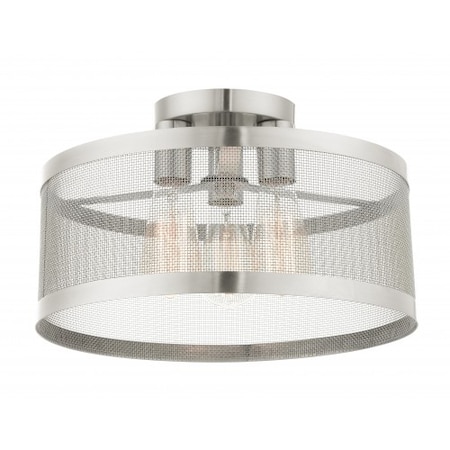 Livex Lighting Brushed Nickel Semi Flush, 3 Light 46218-91