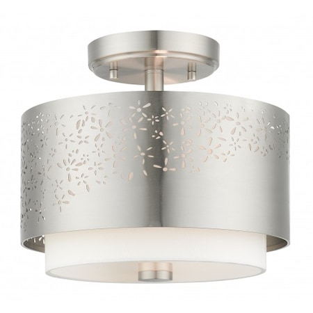 Livex Lighting Brushed Nickel Semi Flush, 2 Light 46267-91