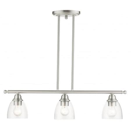 Livex Lighting Brushed Nickel Linear Chandelier, 3 Light 46337-91