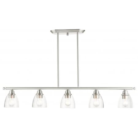 Livex Lighting Brushed Nickel Linear Chandelier, 5 Light 46338-91