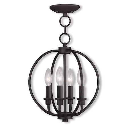 Livex Lighting Milania 4 Light Bronze Convertible Mini Chandelier/Ceiling Mount 4664-07