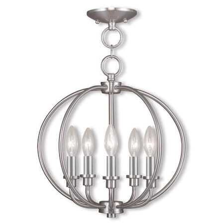 Livex Lighting Milania 5 Light Brushed Nickel Convertible Chandelier/Ceiling Mount 4665-91