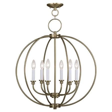 Livex Lighting Milania 6 Light Antique Brass Chandelier 4666-01