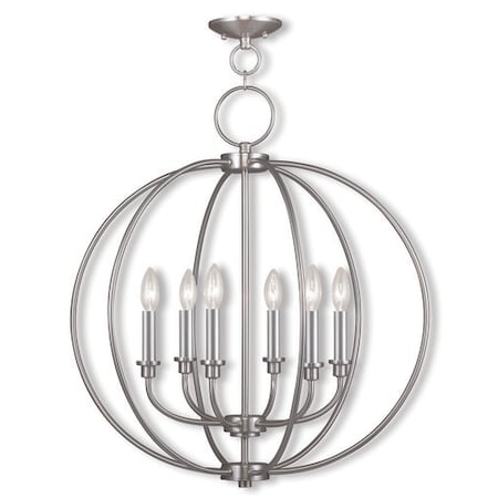 Livex Lighting Milania 6 Light Brushed Nickel Chandelier 4666-91