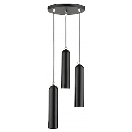 Livex Lighting Shiny Black Pendant, 3 Light 46753-68