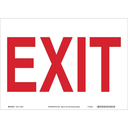 Brady Exit Sign, Plastic, 14" W, 10" H, Exit, White 22490