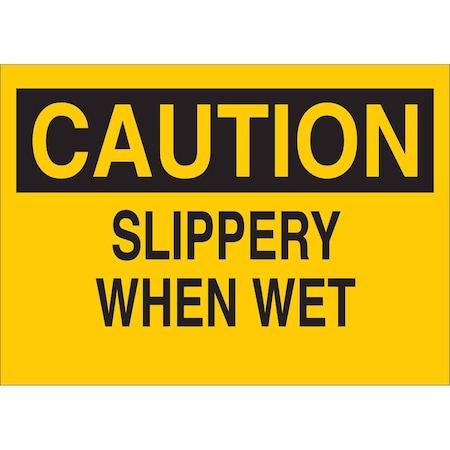 Brady Caution Sign, 10" H, 14" W, Plastic, Rectangle, English, 25601 25601
