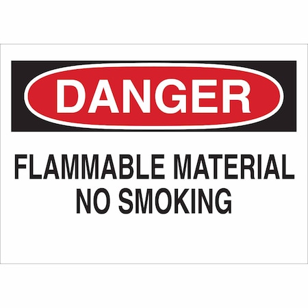 Brady Danger No Smoking Sign, 10" H, 14 in W, Rectangle, English, 43246 43246