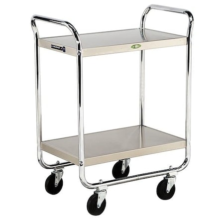 Lakeside Tubular Chrome Frame 2 Shelf Cart; 500 lb Capacity, 15-1/2"x24" 472