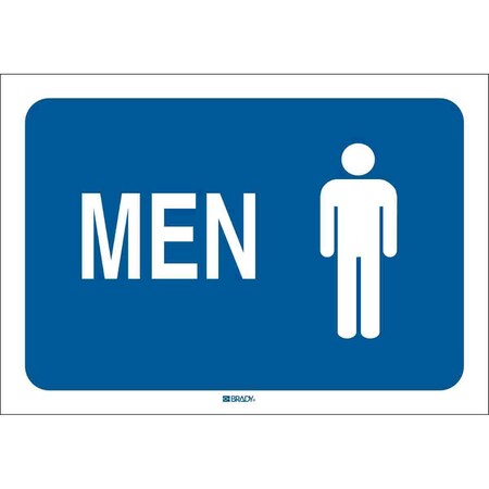 Brady Restroom Sign, Men, 7" W x 10" H, Rectangle, Plastic, 47670 47670
