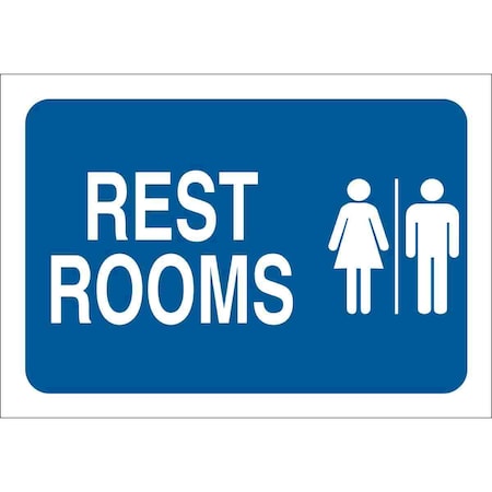 Brady Facility Sign, Restrooms, 10" W x 7" H, Rectangle, Polyester, 47685 47685