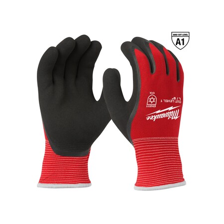 Milwaukee Tool Cut Level 1 Winter Insulated Dipped Gloves - Large, A1 Cut Level, Red/Black 48-22-8912
