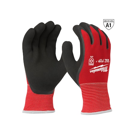 Milwaukee Tool Cut Level 1 Winter Insulated Dipped Gloves - 2X-Large (12 Pairs), A2 Cut Level, Red/Black 48-22-8914B