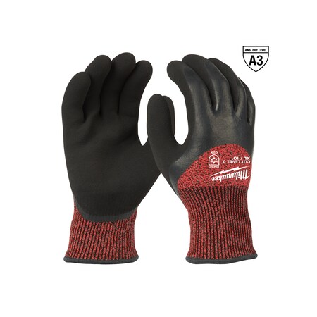 Milwaukee Tool Cut Level 3 Winter Insulated Dipped Gloves - X-Large, A1 Cut Level, Red/Black 48-22-8923