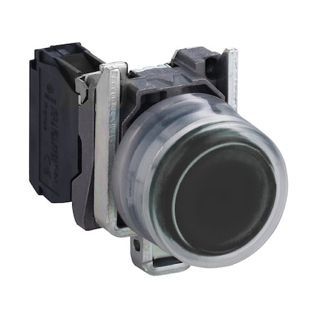 Schneider Electric Push button, Harmony XB4, metal, projecting, black, 22mm, spring return, booted, unmarked, 1NO XB4BP21
