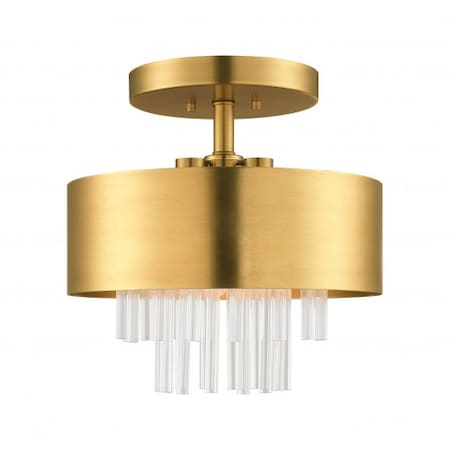 Livex Lighting Natural Brass Semi Flush, 3 Light 48872-08