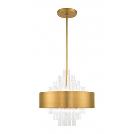 Livex Lighting Natural Brass Pendant Chandelier, 8 Light 48874-08