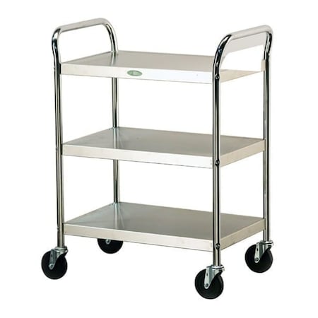 Lakeside Tubular Chrome Frame 3 Shelf Cart; 500 lb Capacity, 18"x27" - K.D. 489