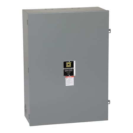 Square D Safety switch, double throw, non fusible, 200A, 240VAC, 250VDC, 3 pole, 15HP, neutral factory installed, NEMA 1 DTU324N