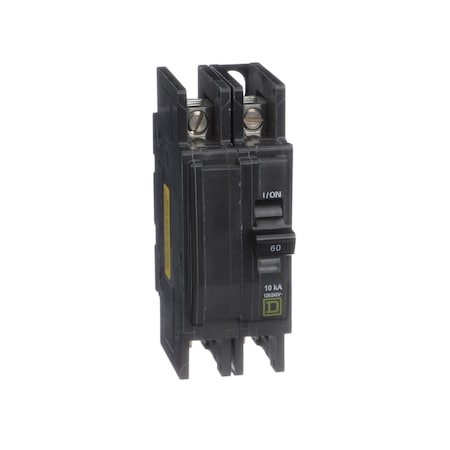 Square D Miniature Circuit Breaker, QO Series, 60A, 2 Pole, 120/240V AC, 10kA at 120/240V AC QOUQ260