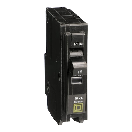 Square D Miniature Circuit Breaker, QO Series, 15A, 1 Pole, 120/240V AC, 10kA at 120/240V AC QO1155237