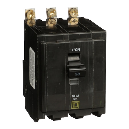 Square D Miniature Circuit Breaker, QO Series, 30A, 3 Pole, 120/240V AC, 10kA at 120/240V AC QOB3305237