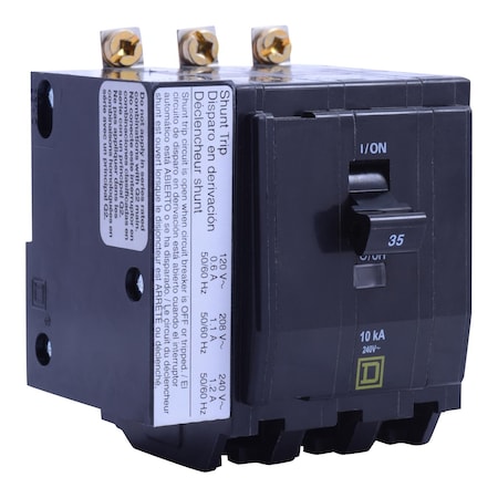 Square D Miniature Circuit Breaker, QO Series, 35A, 3 Pole, 120/240V AC, 10kA at 120/240V AC QOB3351021