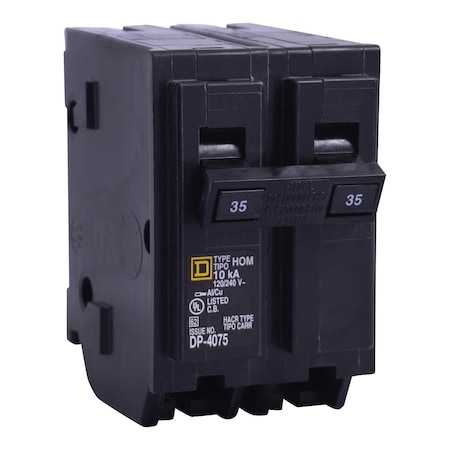Square D Miniature Circuit Breaker, HOMELINE Series, 35A, 2 Pole, 240V AC, 10kA at 240V AC HOM235CP