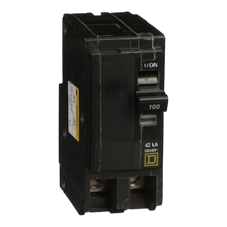 Square D Miniature Circuit Breaker, QO Series, 100A, 2 Pole, 120/240V AC, 42kA at 120/240V AC QOH2100