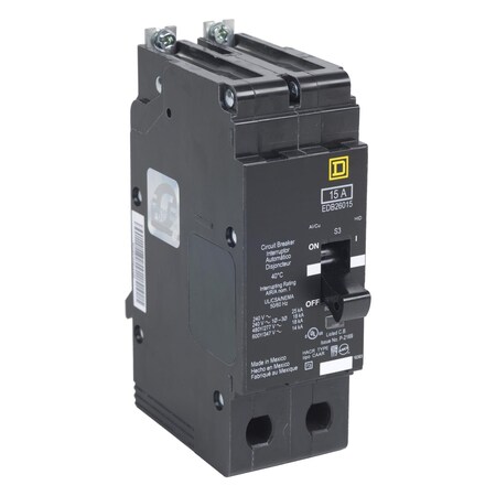 Square D Miniature Circuit Breaker, E FRAME Series, 20A, 2 Pole, 600V AC, 25kA at 120V AC EDB26020