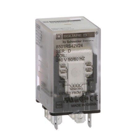 Square D Relay, 240VAC Coil Volts, DPDT 8501RS42V24