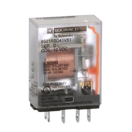 Square D Relay, 240VAC Coil Volts, SPDT 8501RSD41V51