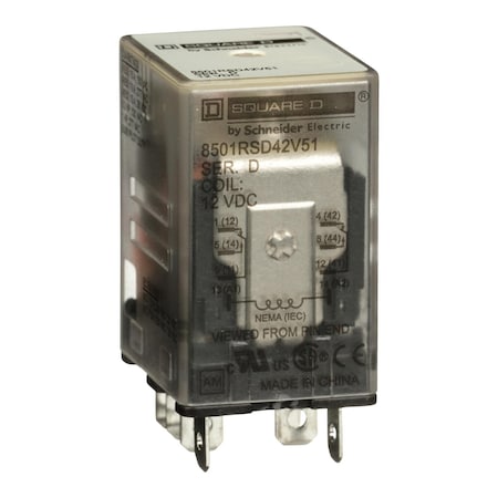 Square D Relay, 240VAC Coil Volts, DPDT 8501RSD42V51