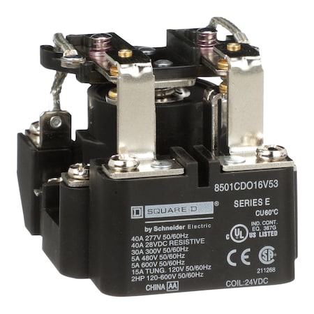 Square D Panel Mount, Power Relay, 30 A, Screw 8501CDO16V53