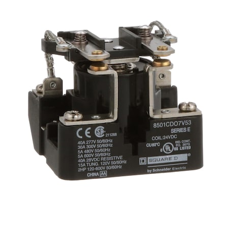 Square D Relay, 600VAC Coil Volts, 2 NO; DPST 8501CDO7V53