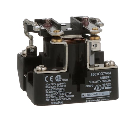 Square D Relay, 600VAC Coil Volts, 2 NO; DPST 8501CO7V04