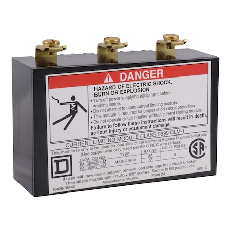 Square D Current limiting module, MAG-GUARD circuit breaker, FA, 3 or 7 Amp 9999CLM1