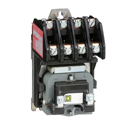 Square D Contactor, Type L, multipole lighting, electrically held, 30A, 4 pole, 600V, 110/120VAC 50/60Hz coil, open style 8903LO04V02