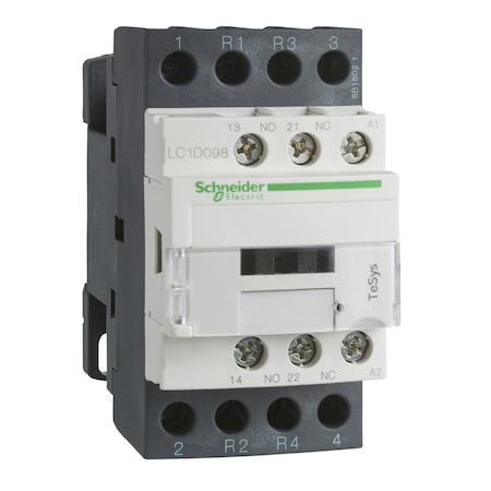 Schneider Electric IEC Magnetic Contactor, 1NC/1NO, 24V DC, 4 P, Non-Reversing, Screw Clamp LC1D128BD