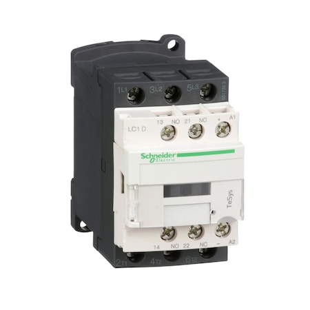 Schneider Electric IEC Magnetic Contactor, 1NC/1NO, 12V DC, 3 P, Non-Reversing, Screw Clamp LC1D18JD