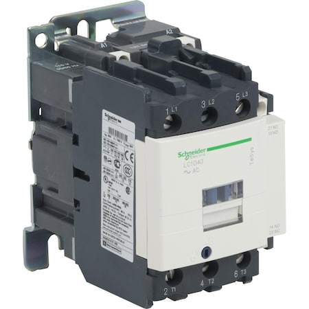 Schneider Electric IEC Magnetic Contactor, 1NC/1NO, 24V AC, 3 P, Non-Reversing, Screw Clamp LC1D40B7