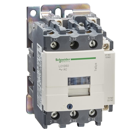 Schneider Electric IEC Magnetic Contactor, 1NC/1NO, 24V AC, 3 P, Non-Reversing, Screw LC1D50B7